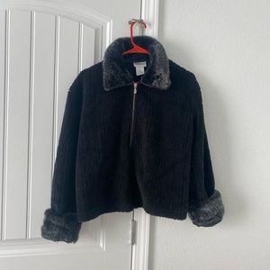 Vintage Fleece Zip with Faux Fur Collar and Cuffs